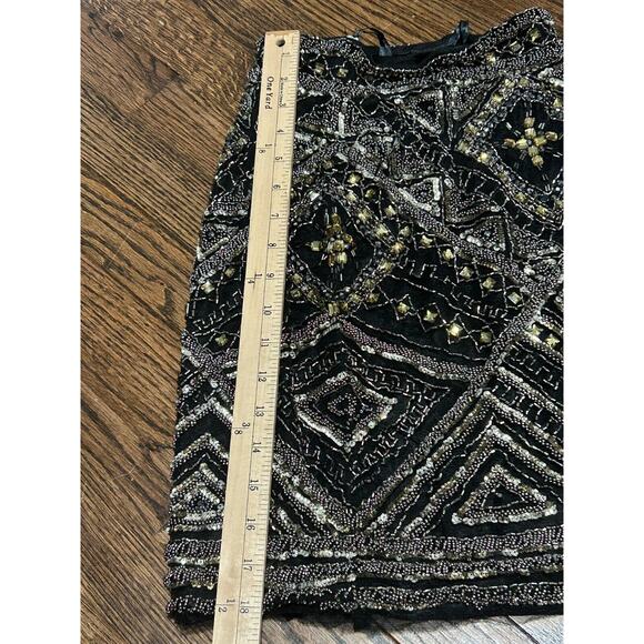 Vtg Sherri Hill Womens Black Embellished Beaded & Sequin Lined Mini Skirt Size 0 - Picture 11 of 11